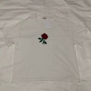 Brandy Melville John Galt Embroidered Rose Tee